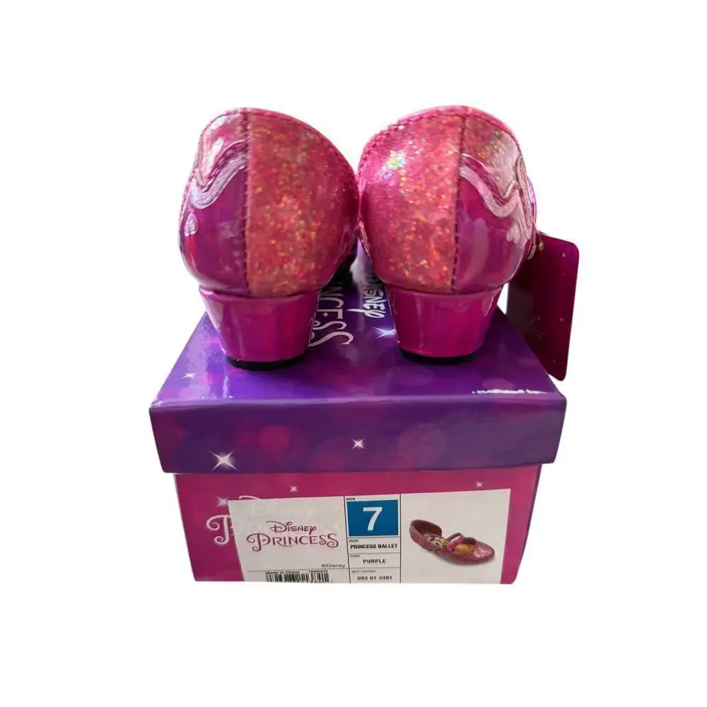 Disney Toddler Girls Purple Shimmer Princess Ballet Flats Size 7